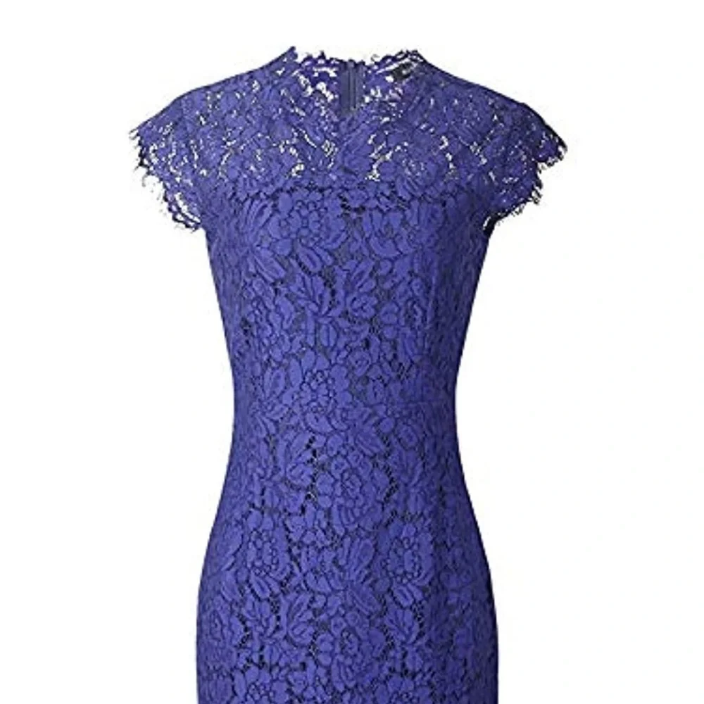 Women's Sleeveless Lace Floral Dress Crew Neck - Picture 8 of 16